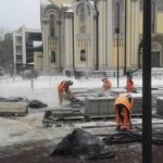 Šaligatvio tiesimas prie -11 laipsnių #fegda #vilniusnow #saligatvis