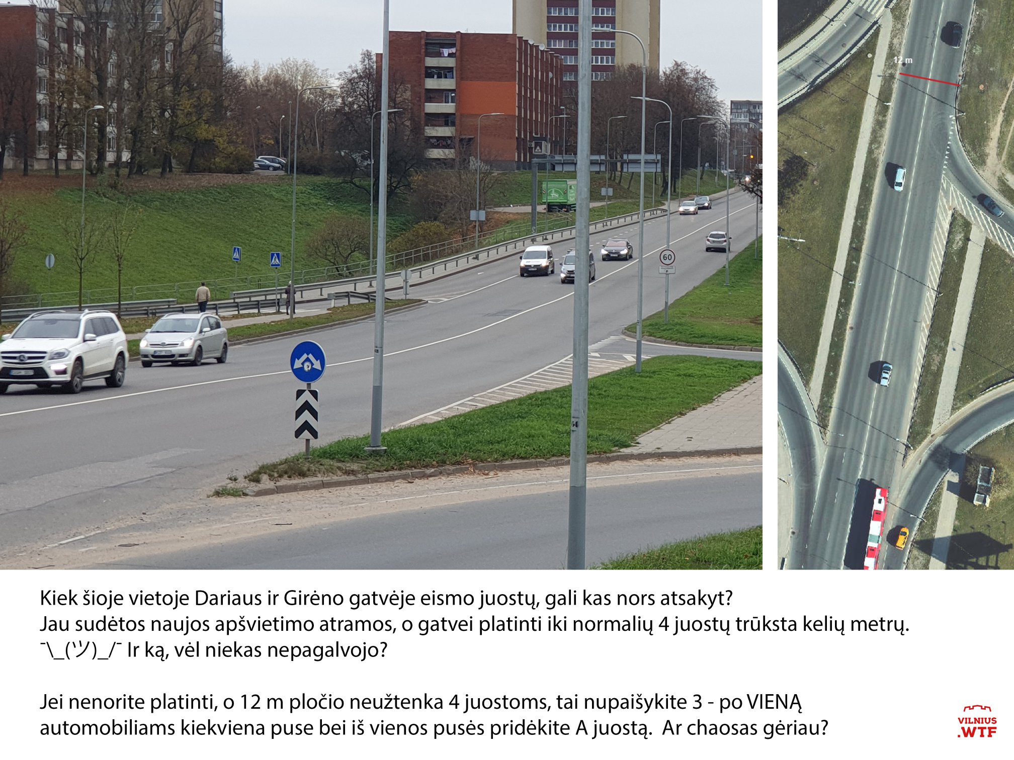 Jau sudėtos naujos apšvietimo atramos, 0 gatvei platinti iki normalių 4 juostų trūksta…